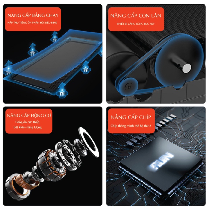 Máy chạy bộ điện đa năng HAMIGO SPORT130 tốc độ 14km kèm máy đánh mỡ bụng tập tại nhà