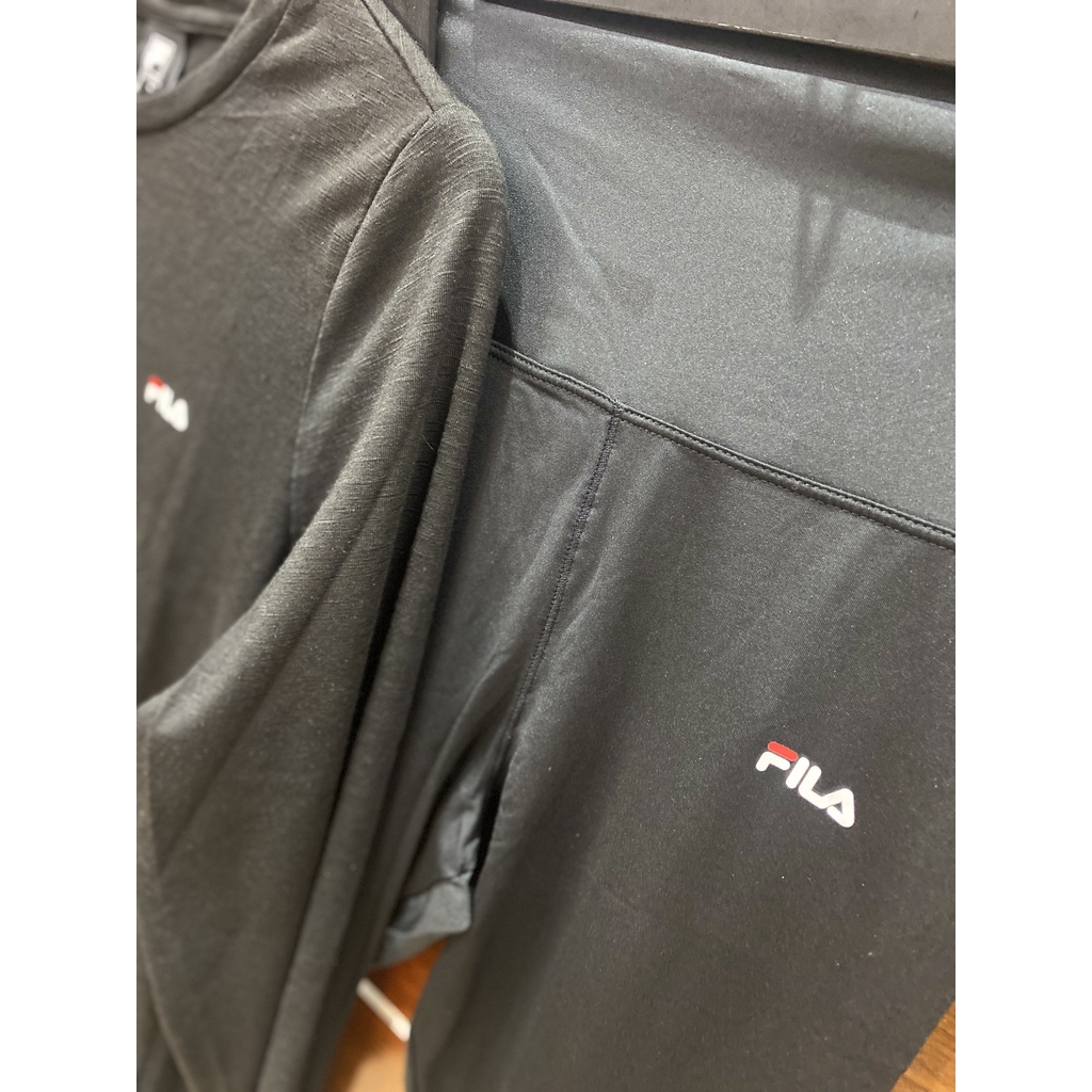 Bộ tập nữ Thể Thao FILA hàng xuất dư kiểu áo tay lỡ quần ôm