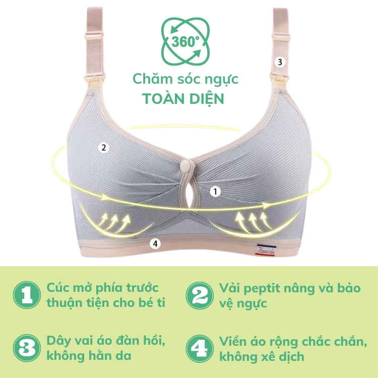 Áo Ngực Cho Con Bú Larosa Không Gọng Chất Cotton Nâng Ngực Chống Chảy Xệ Có Cúc Mở Ngang Bigsize LA123A