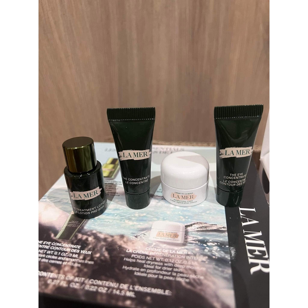 Set mini dưỡng da Lamer gồm 4 sản phẩm nước thần 5ml, serum phục hồi Concentrate 3ml, kem mắt 3ml và kem dưỡng 3.5g