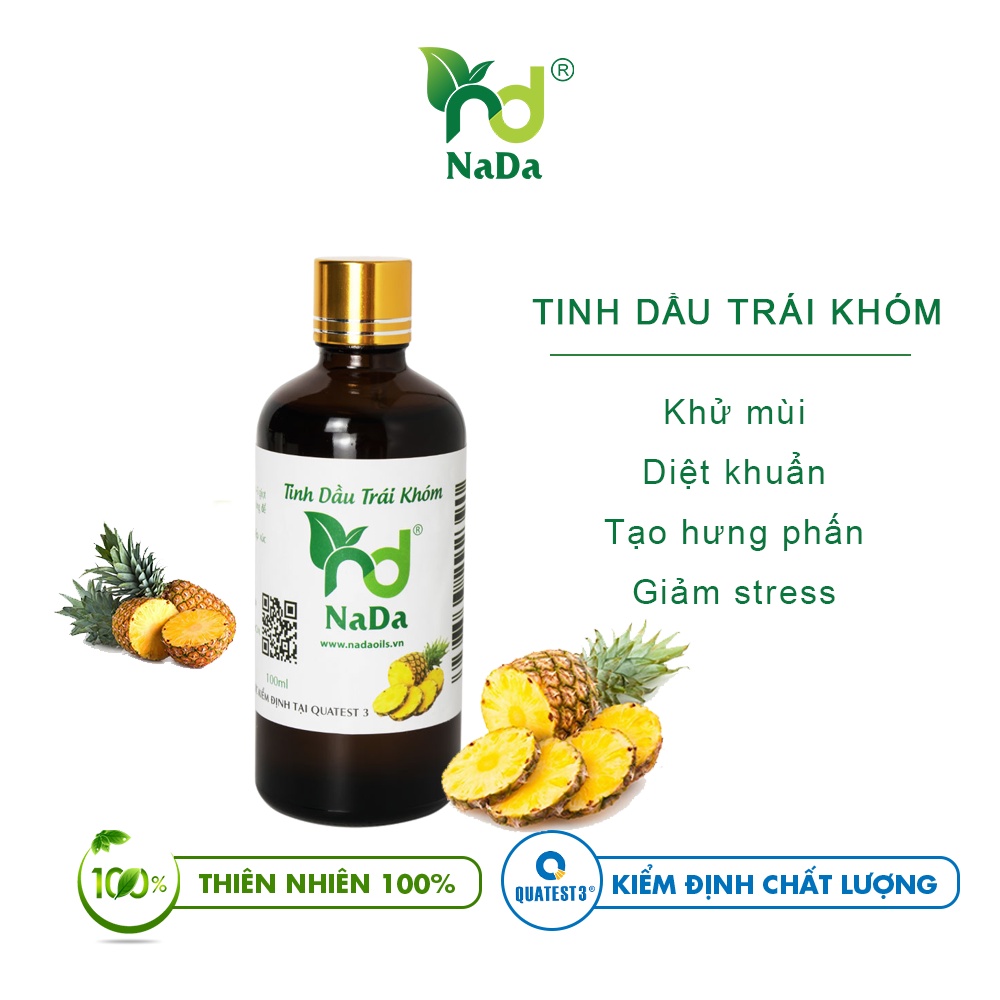 Tinh dầu Khóm nguyên chất Nada | Kiểm định QT3 | Khử mùi, tăng sự tập trung, thư giãn tinh thần.