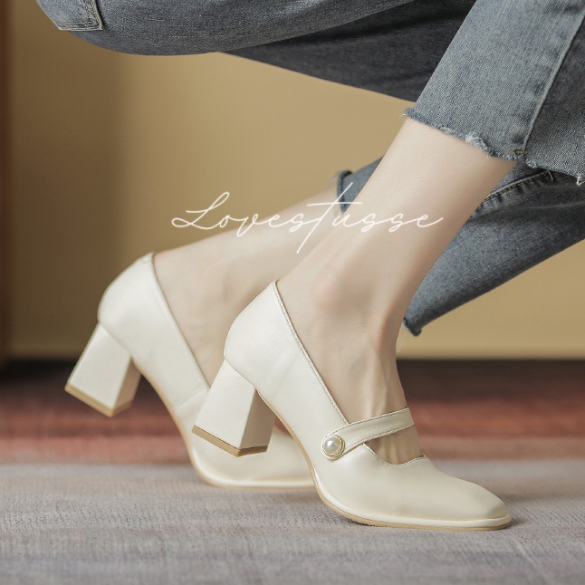 Giày Cao Gót Nữ Mary Jane Mũi Vuông Vintage Cao 5cm - GD001