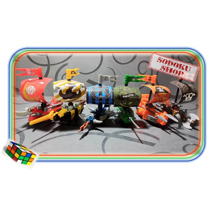 07012 Đồ Chơi Giáo Dục Lắp Ghép Thuyền Hải Tặc, Lego Ghép Hình 6in1 Hộp Quả Trứng