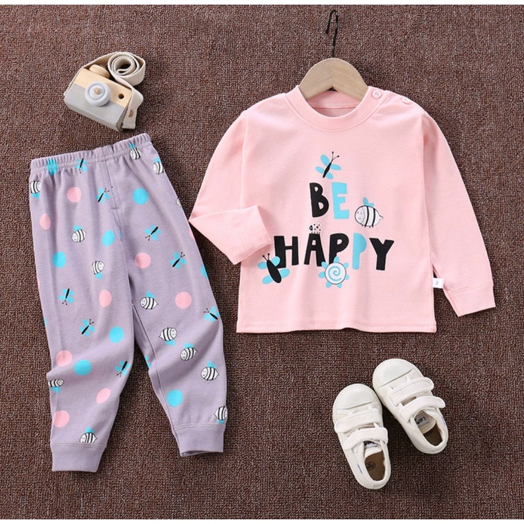 Bộ thu đông cho bé trai, bé gái in hình ngộ nghĩnh cotton mềm và ấm, Bộ dài tay cho bé trai bé gái (2 tuổi đến 8 tuổi)