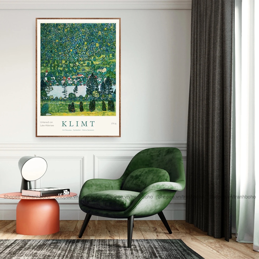 Tranh Gustav Klimt size 50x70cm - Tranh canvas treo tường decor homestay, quán cafe, căn hộ chung cư hiện đại