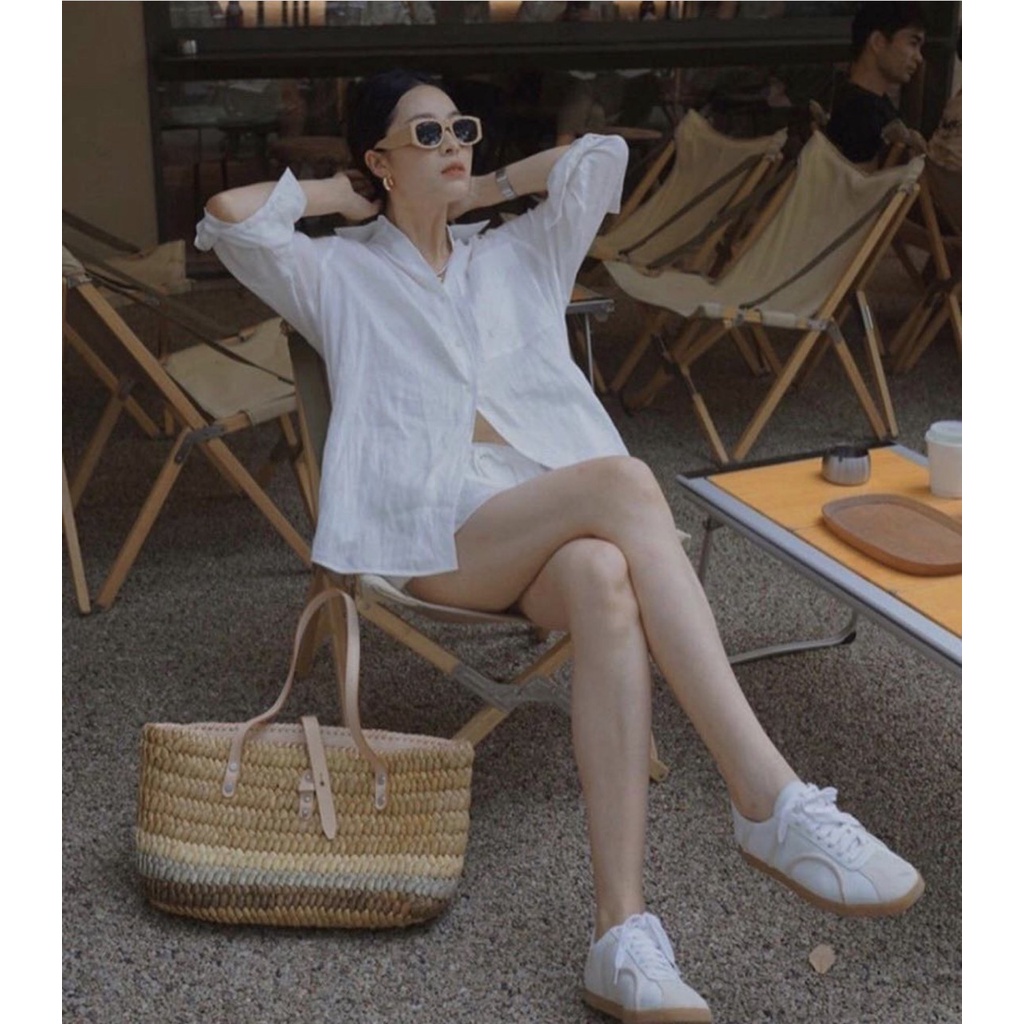 Sét quần áo nữ chất đũi trắng dài tay ( hàng loại 1 quần 2 lớp, không phải hàng đũi mỏng)