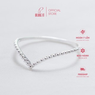 Nhẫn Bạc Bling It Chữ V đính đá nhỏ BIN189