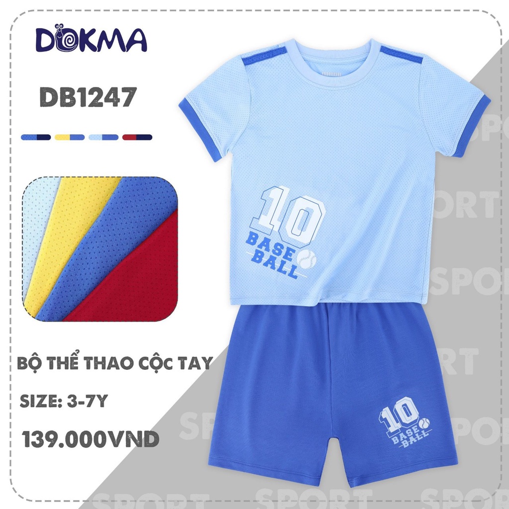 DB1247 - DB1256 Bộ thể thao bóng đá cộc tay bé trai Dokma
