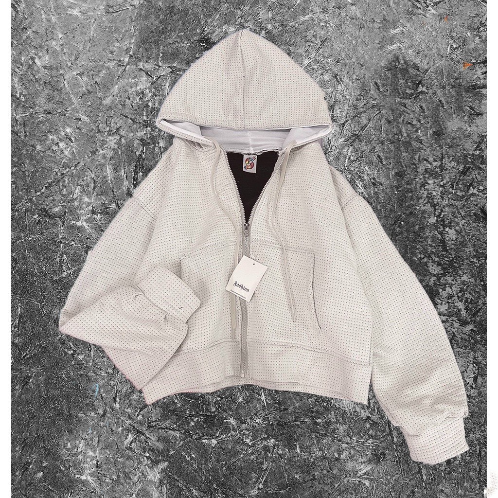 Áo khoác nữ dáng lửng cánh dơi TAY PHỒNG khóa kéo có nón rộng chất vải xốp mềm mịn ( Ảnh thật/Có sẳn )