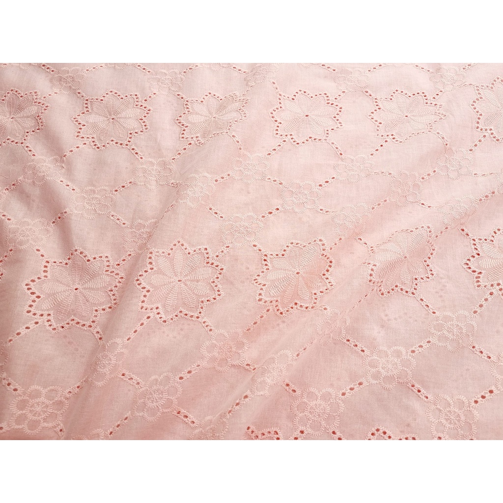 Vải thô boi thêu hồng cam