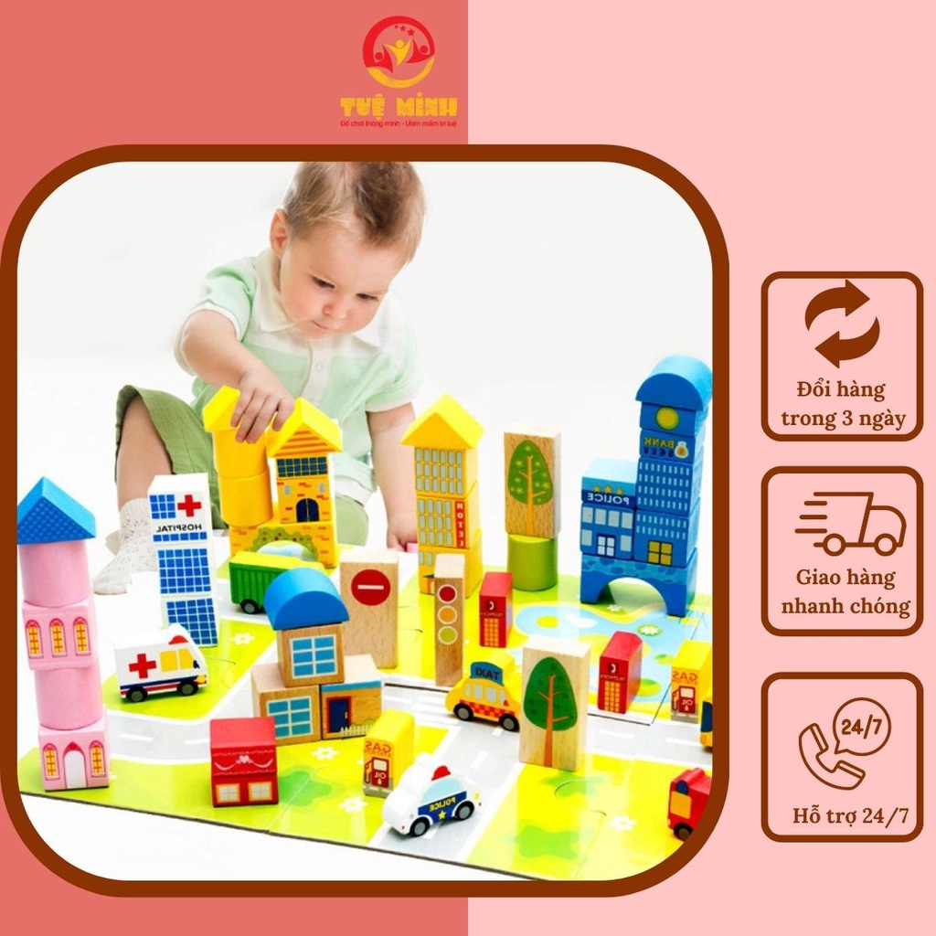 Xếp Hình Xây Dựng Thành Phố♥FREESHIP♥Bộ Xếp Hình Xây Dựng Thành Phố 62 Chi Tiết Cho Bé Tập Làm Kỹ Sư
