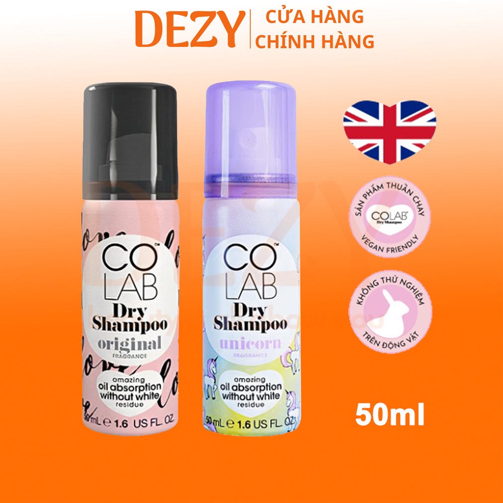 Dầu Gội Khô Colab Mini 50ml Original Chính Hãng Giúp Tóc Bồng Bềnh Vào Nếp Tức Thì - Dry Shampoo Hàng Đầu Anh Quốc Dezy