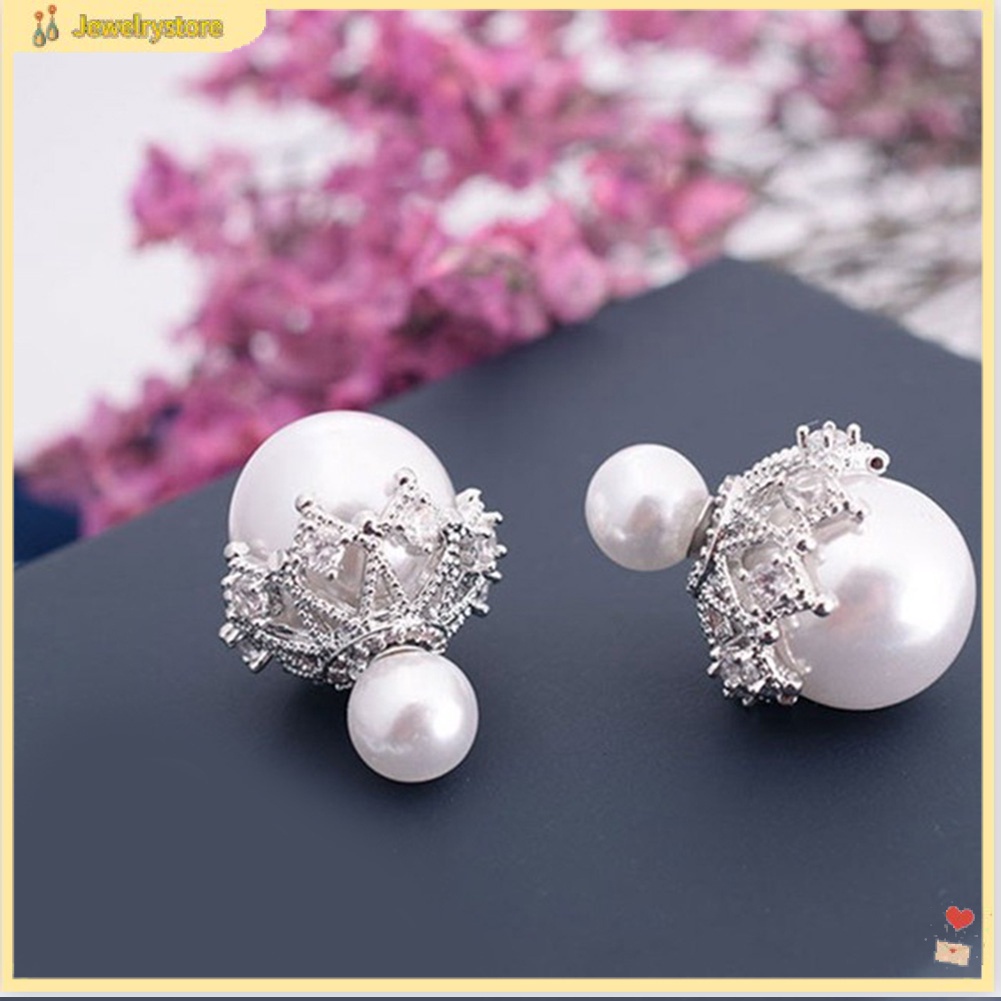 Khuyên Tai Nữ Trang Tạo Hình Cánh Hoa Đính Ngọc Trai Xinh Xắn