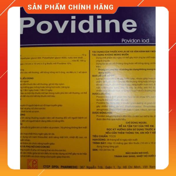 Gạc Povidine 10x10 Hộp 10 Miếng