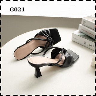 Guốc nữ gót nhọn mũi vuông quai thắt cao gót 7 phân bigsize g021