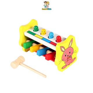 Đồ chơi đập chuột thỏ kèm búa bằng gỗ vui nhộn cho bé