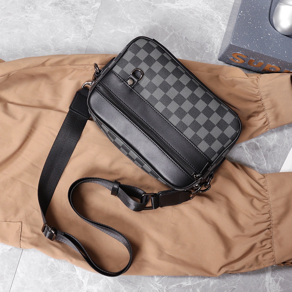 Túi Da Nam DODEN Họa Tiết Caro Dáng Hộp thời trang cao cấp DD38