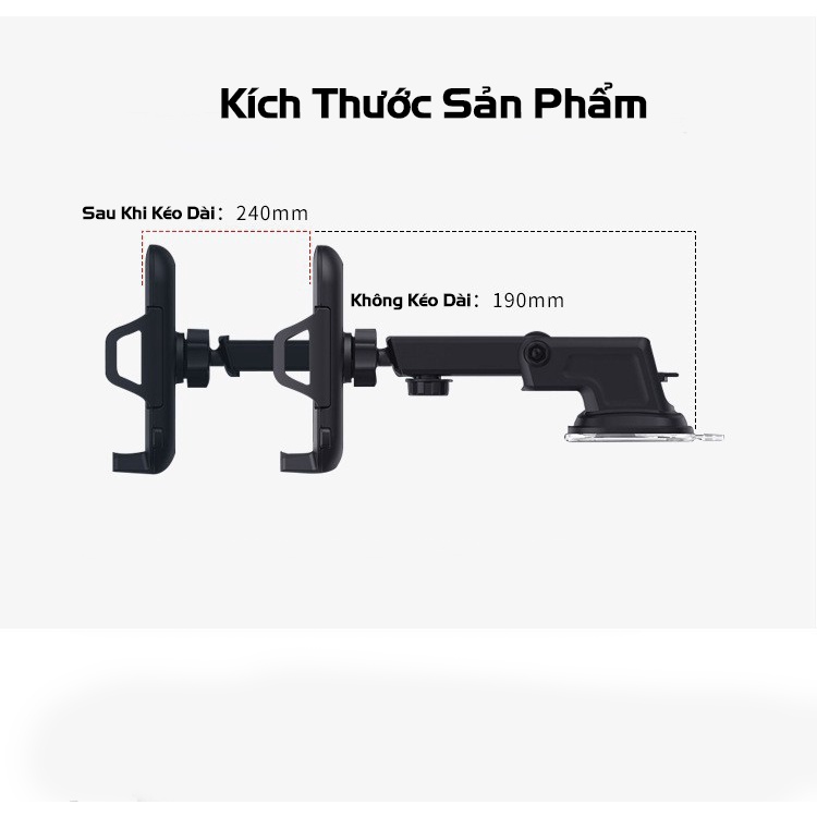 Giá đỡ điện thoại trên ô tô LANITA nhựa ABS hút chân không gắn taplo ô tô và cửa gió điều hòa