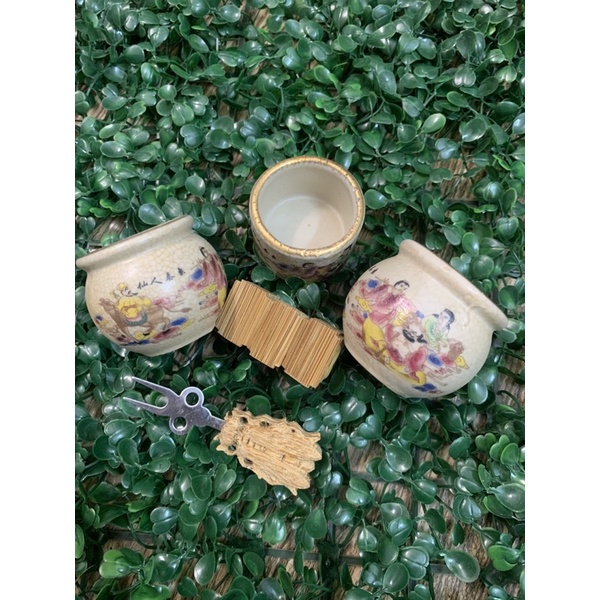 Cóng Mào men rạn cổ miệng vàng Tặng xiên tre