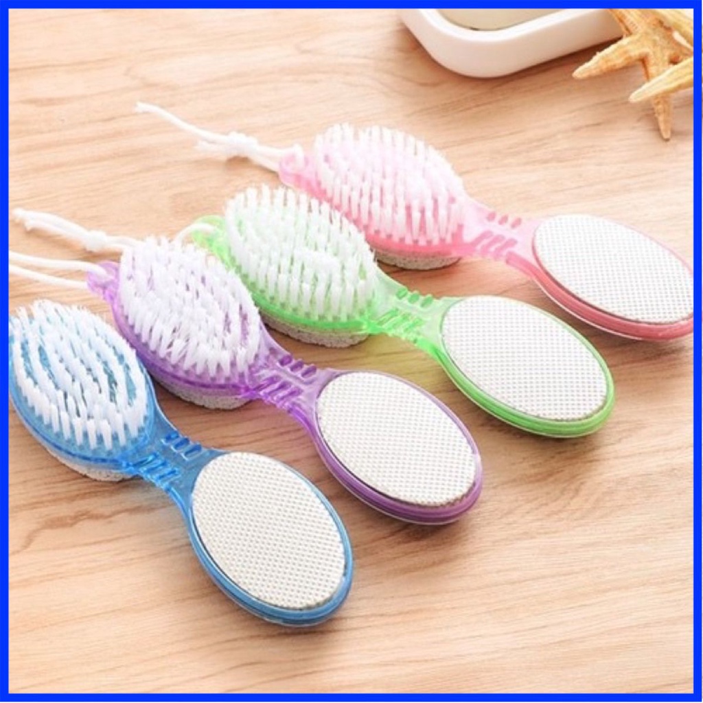 [Tổng Kho] bàn chải kèm đá kì chân dạn bọt biển tẩy da chết 4 trong 1 dụng cụ tiện lợi vệ sinh chân 
