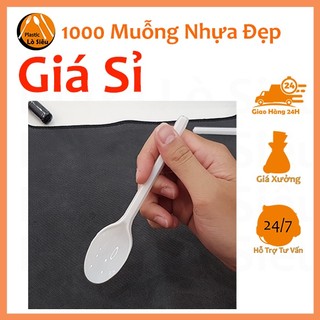 1000 muỗng nhựa đẹp sử dụng một lần, thìa nhựa đẹp cơm hộp, thìa trà sữa, thìa cao cấp
