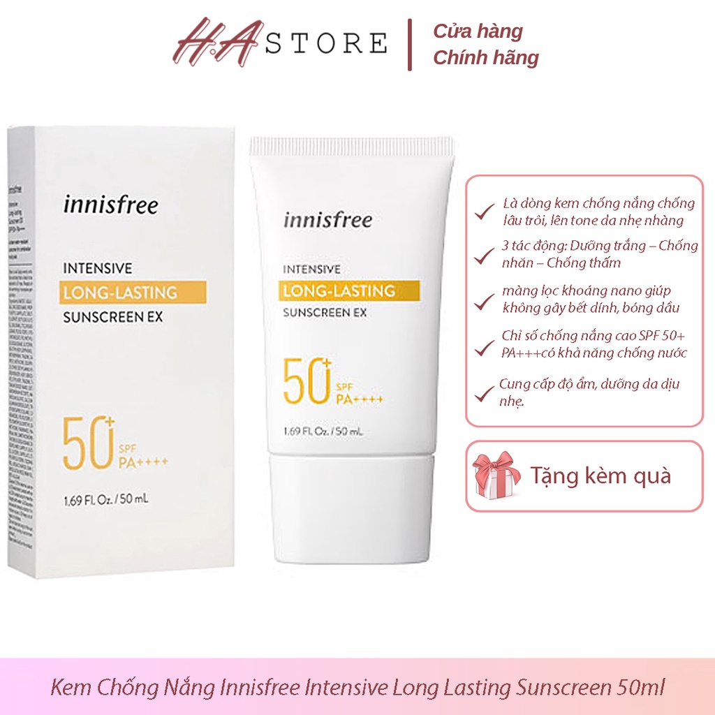 Kem Chống Nắng Không Trôi Innisfree Long Lasting 50ml