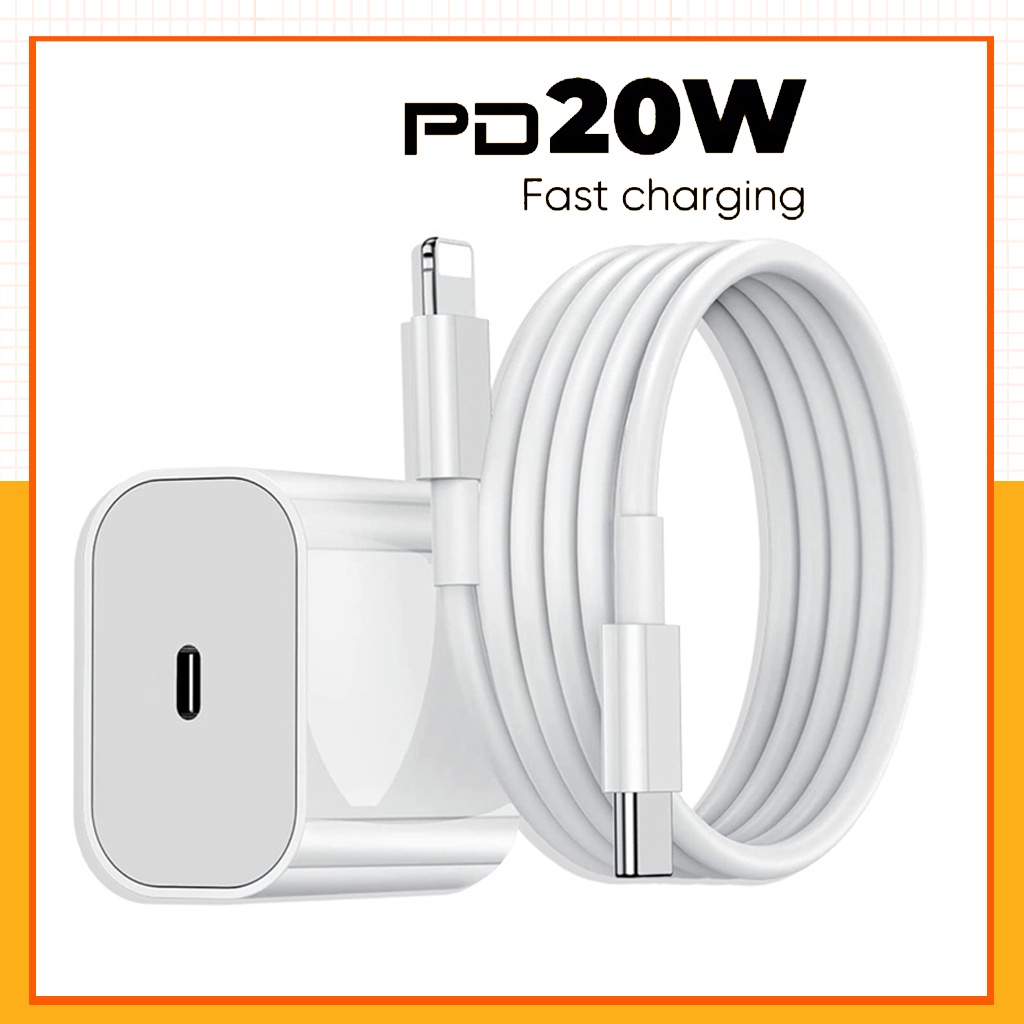 GIÁ SĨ - Bộ sạc nhanh PD 20W S P (Củ +dây cáp) cho IP 6 7 8 8plus X XsMax 11 11 ProMax 12 12 ProMax 13 13 ProMax 14 Plus