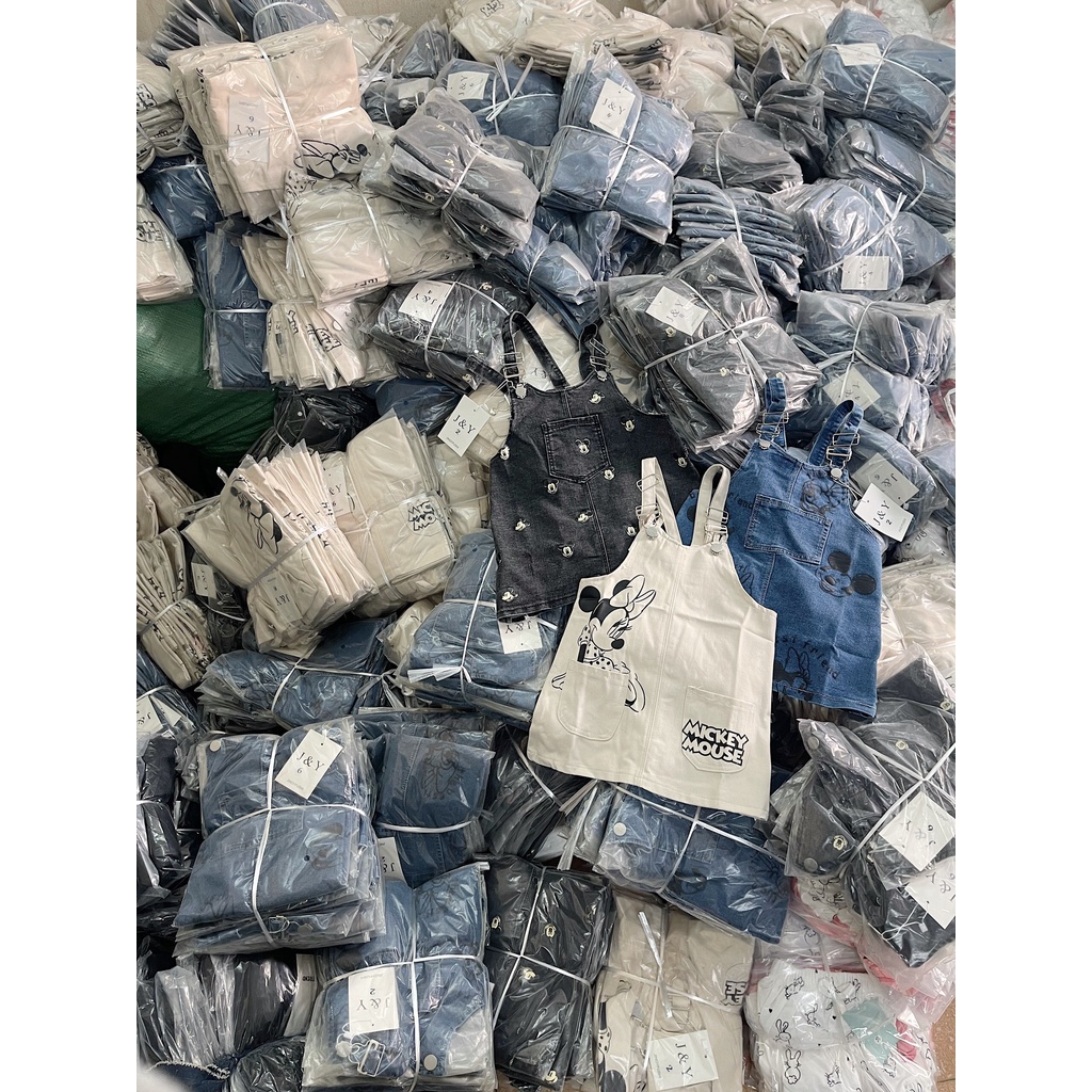 Váy yếm 3 mẫu jean+kaki Mickey nhân vật hoạt hình Disney cute cho bé gái chất siêu mềm,điểu chỉnh được độ dài,form rộng