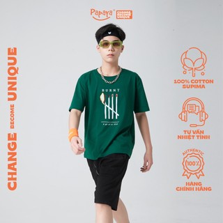 Áo Thun Tay Lỡ Unisex Papaya Bur Form Rộng Cotton Phông Nam Oversize Local Brand In Hình