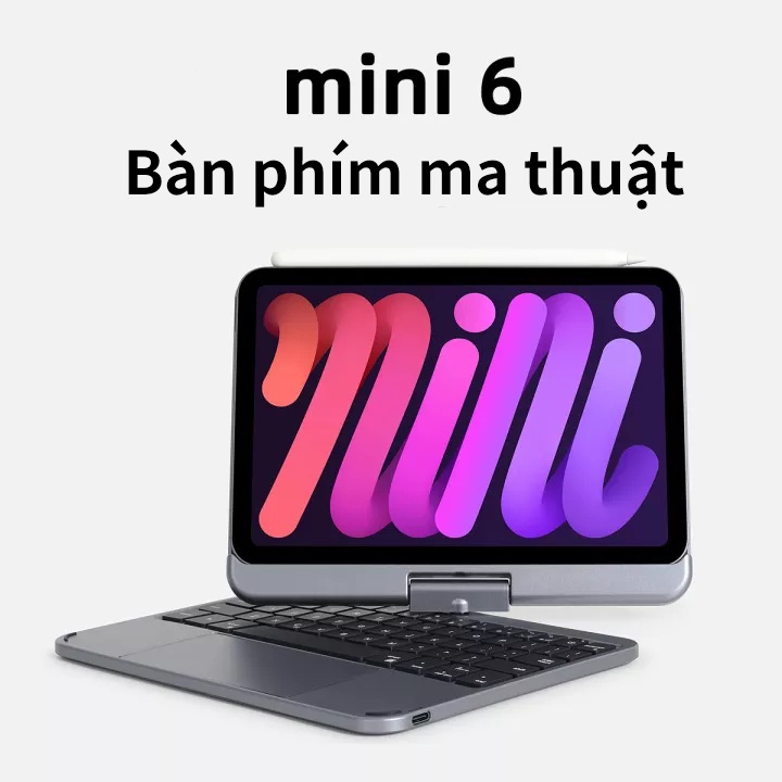 Bàn Phím Không Dây GOOJODOQ Cho iPad Mini 6 Có Ốp Lưng Từ Tính Có Đèn Nền Bàn Phím Xoay Bàn Phím Không Dây