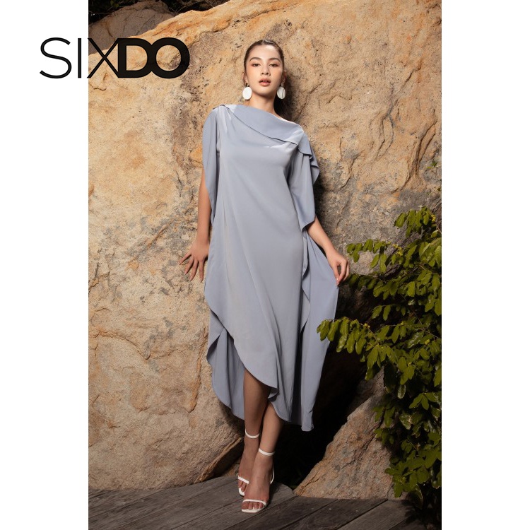 Đầm lụa Midi xám freesize thời trang SIXDO (Grey Midi Silk Dress)