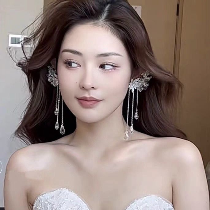 Kẹp Tóc Đính Đá Zircon Nhân Tạo Bằng Hợp Kim Thời Trang Cho Cô Dâu
