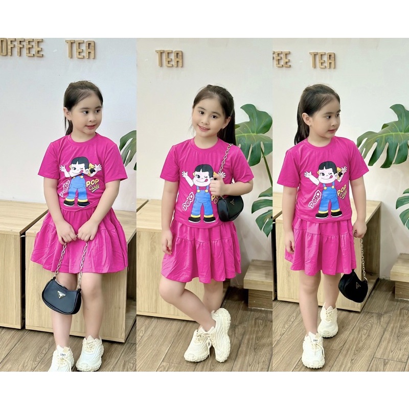 10-39kg Set chân váy thun cotton màu, chất thun cotton mềm, mịn, thấm hút mồ hôi tốt.
