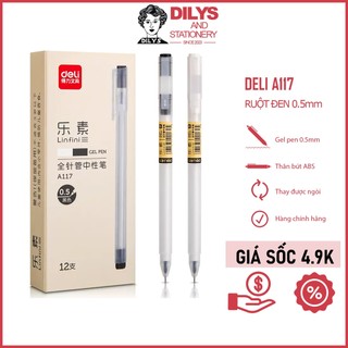 Bút bi mực gel deli văn phòng sinh viên ngòi 0.5mm mực đen a117