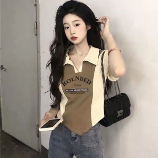 ÁO KIỂU PHỐI MÀU CỔ TRỤ XINH XÉO TINO3