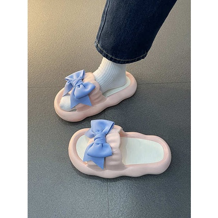 Dép bánh mì nơ dễ thương mặc bên ngoài đế dày mẫu mới