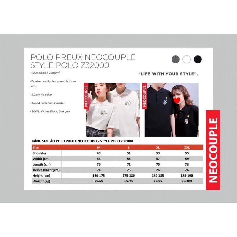 Áo polo đôi trái tim Neocouple
