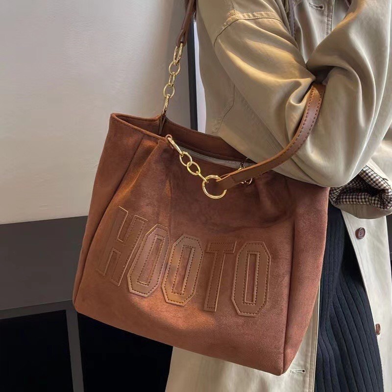 Túi đeo vai da lộn Hooto phong cách Hàn xinh xắn, trẻ trung,Túi Xách Vải Canvas Kích Cỡ Lớn Thời Trang 2023 Dành Cho Nữ