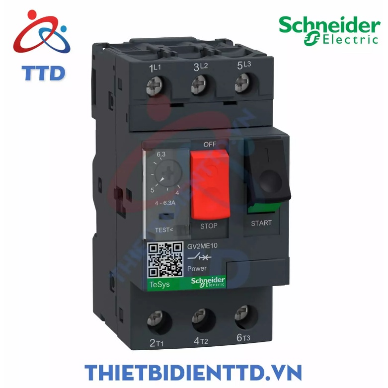 GV2ME10 – Aptomat Motor CB, 690VAC / 4-6.3A / 3P