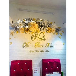 Set hoa giấy mỹ thuật đẹp chuyên trang trí spa, shop, sự kiện...ko kèm chữ , chữ giá riêng