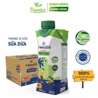 Sữa dừa Hữu Cơ Vietcoco Thùng 12 hộp 330ml - Organic Coconut Milk