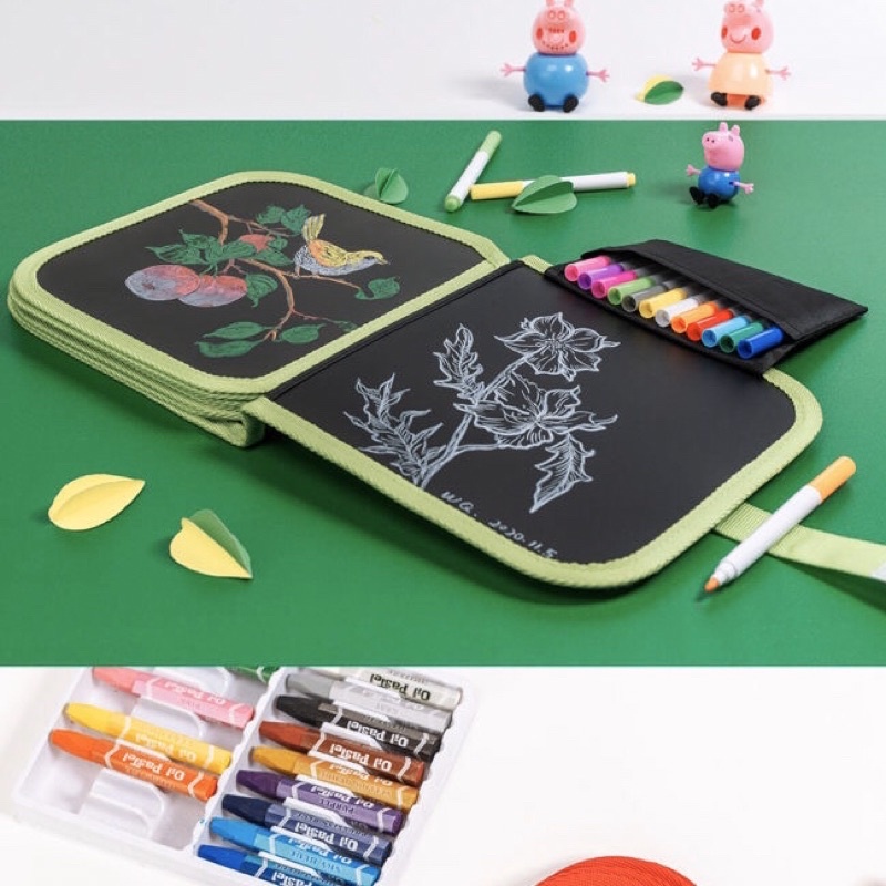 Sách Vẽ Hình Cho Bé, Xoá Được 16 Trang, 12 Bút Màu Nước Cho bé