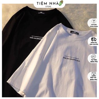 Áo phông unisex cotton tay lỡ form rộng in hình dòng chữ nhỏ THEAN