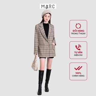 Áo khoác blazer nữ MARC FASHION oversized họa tiết ca rô FAPH113021
