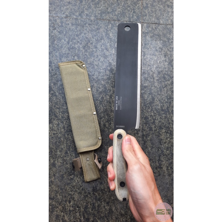 Dao dã ngoại ESEE Knives Expat Libertariat Machete 9" 1095 Black Blade, Micarta Handles, Tan Canvas Sheath