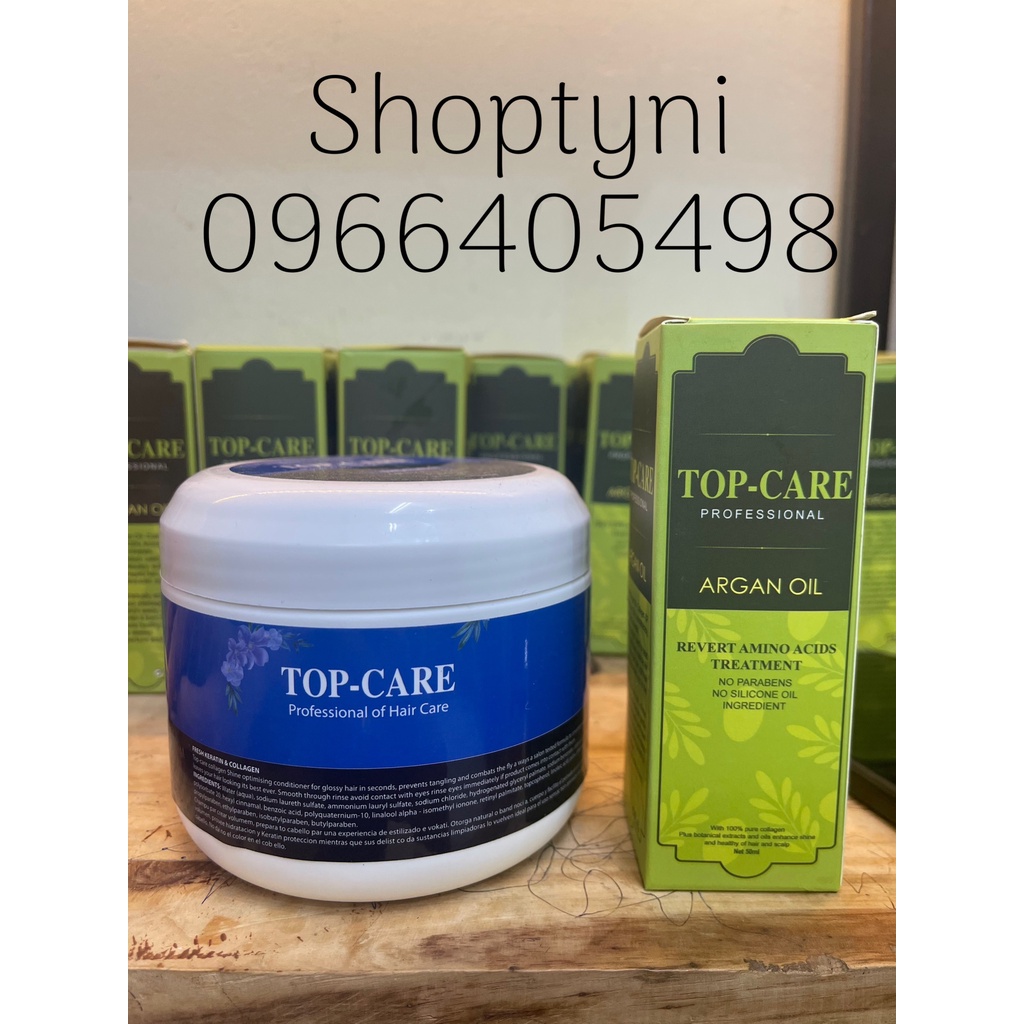 Tinh Dầu +Ủ-Hấp TOP-CARE-ARGAN-OIL ( CHÍNH HÃNG ) 50ml ( tinh dầu ) 500ml ( hấp kem ủ )