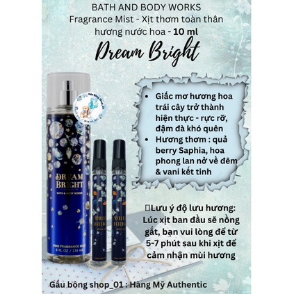 Xịt thơm Bath And Body Works Dream Bright 236ml