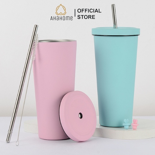Bình Giữ Nhiệt Inox 304 Cao Cấp,Ly Giữ Nhiệt 750ml Có Ống Hút Và Nút Chống Tràn Tiện Lợi