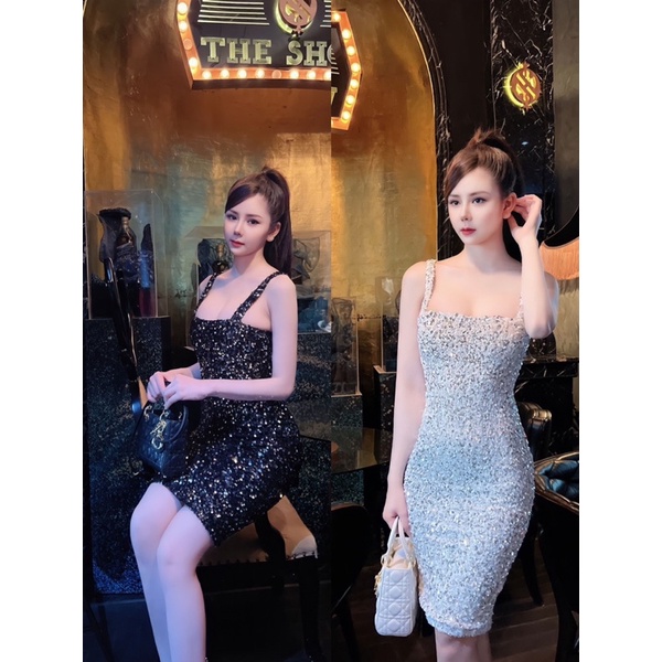 Đầm body kim sa co dãn ôm eo siêu đẹp