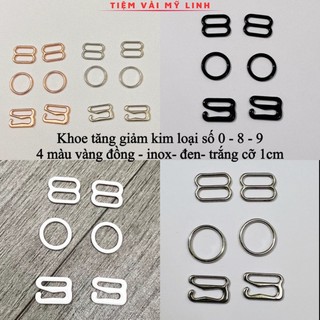 Móc - khoen tăng giảm áo móc kim loại size 1cm số 0-8-9 dùng may áo ngực, tăng chỉnh dây áo - Tiệm vải Mỹ Linh